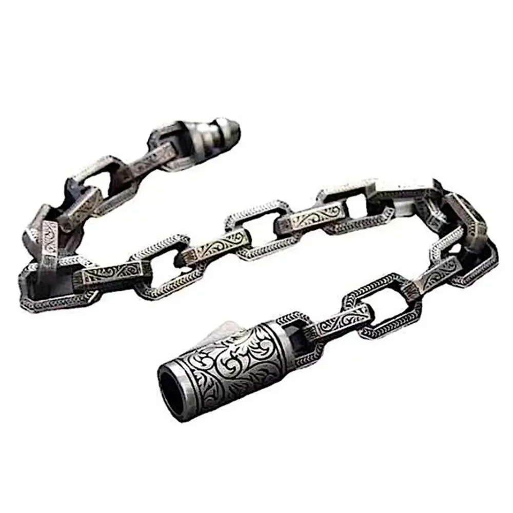 Stainless Steel Chain Link Bracelet, Mantra, Curb Hand Woven Engraved